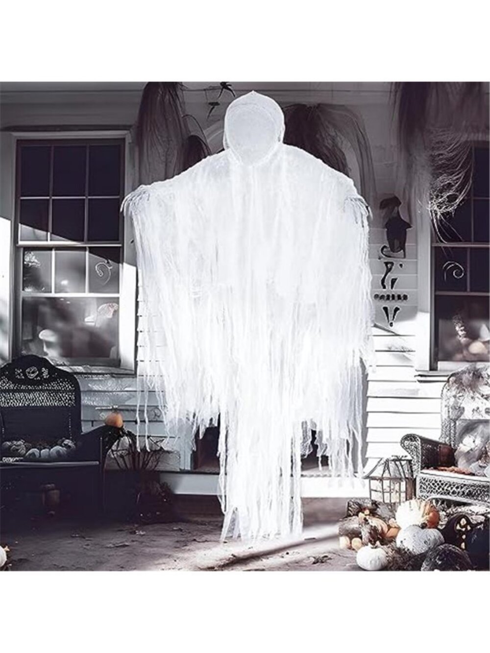 63” Halloween Hanging Ghost Decorations Outdoor, White Faceless Grim